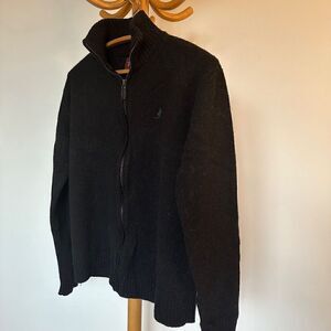 MCS Lambswool plain zip cardigan - M